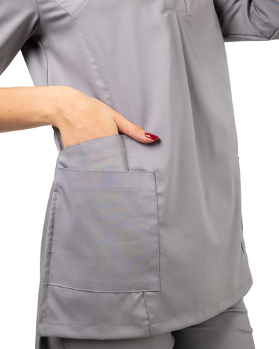 Костюм В-489 женский, блуза, брюки, серый