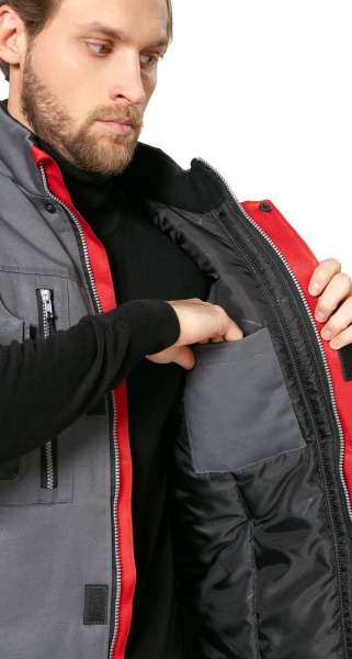 Жилет мужской утепленный рабочий "Авангард" серый-красный