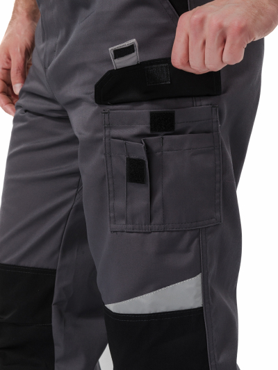 Костюм "МЕГА" куртка/полукомбинезон, цвет: Т.СЕРЫЙ/ЧЕРНЫЙ/СВ.СЕРЫЙ