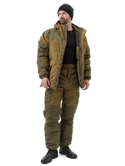 Костюм зимний "ГОРКА" куртка/брюки, цвет: св.хаки/т.хаки, ткань: Полибрезент