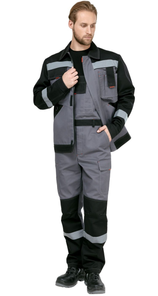 Костюм мужской рабочий летний "Гудзон" NEW с пк серый-черный