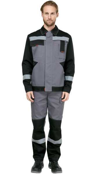 Костюм мужской рабочий летний "Гудзон" NEW с пк серый-черный