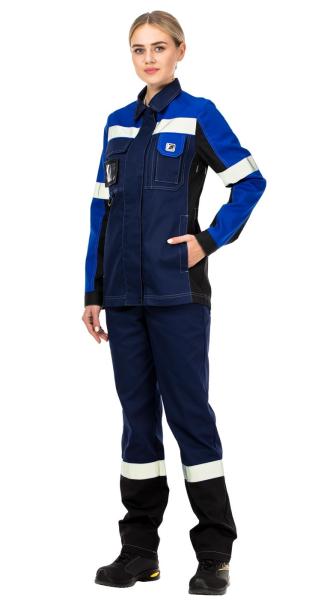 Куртка женская рабочая летняя для ИТР "Виват" NEW сине-черно-васильковая