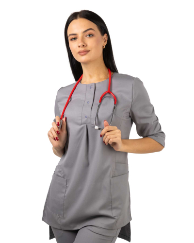 Костюм В-489 женский, блуза, брюки, серый