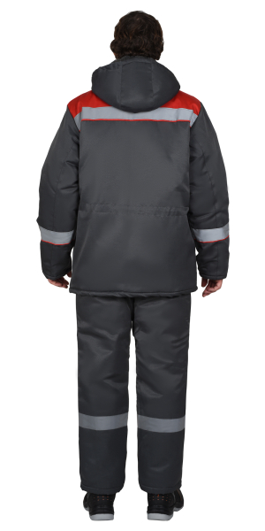 Куртка "БРИГАДИР" мех. ворот, темно-серая с красным и СОП