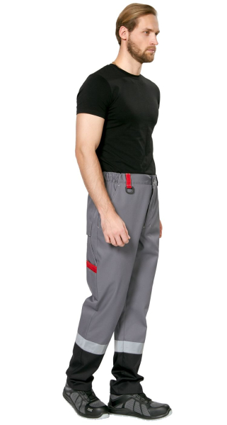 Брюки мужские рабочие летние для ИТР "Виват" NEW серо-черно-красные