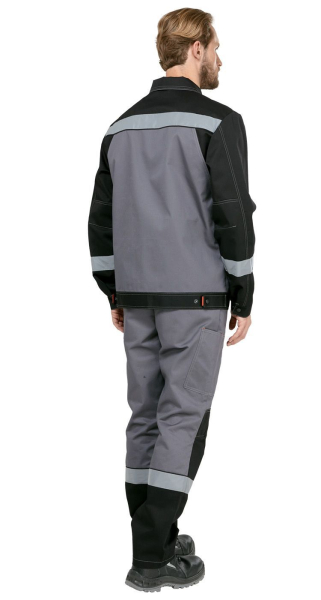 Костюм мужской рабочий летний "Гудзон" NEW с пк серый-черный