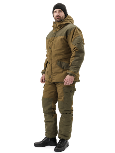 Костюм зимний "ГОРКА" куртка/брюки, цвет: св.хаки/т.хаки, ткань: Полибрезент