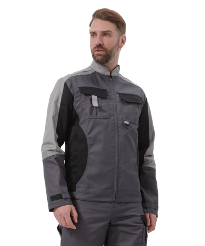 Костюм "МЕГА" куртка/полукомбинезон, цвет: Т.СЕРЫЙ/ЧЕРНЫЙ/СВ.СЕРЫЙ