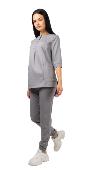Костюм В-489 женский, блуза, брюки, серый
