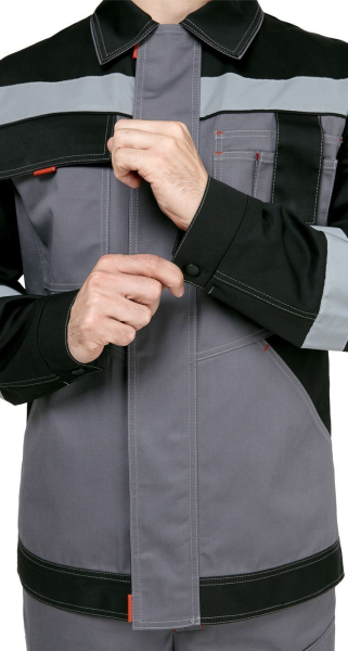 Костюм мужской рабочий летний "Гудзон" NEW с пк серый-черный