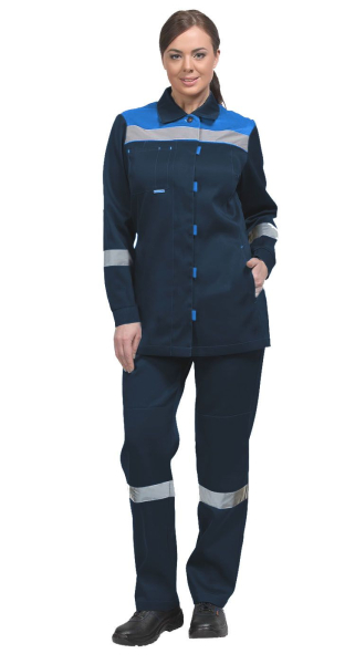 Костюм женский рабочий "Тимбер" РФ синий-василек с брюками