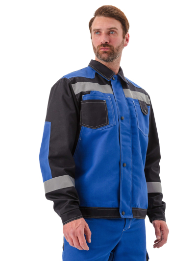 Костюм мужской "Волгарь" летний с брюками василек/черный