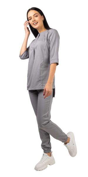 Костюм В-489 женский, блуза, брюки, серый