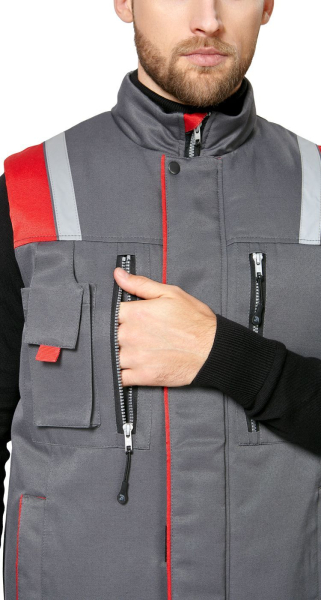 Жилет мужской утепленный рабочий "Авангард" серый-красный