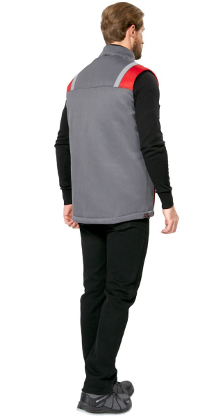 Жилет мужской утепленный рабочий "Авангард" серый-красный