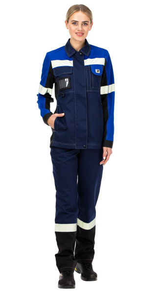 Куртка женская рабочая летняя для ИТР "Виват" NEW сине-черно-васильковая