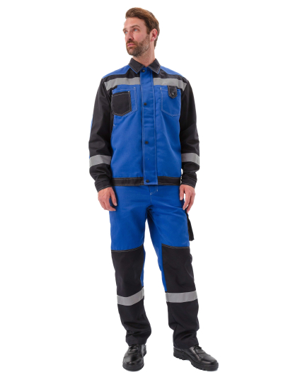 Костюм мужской "Волгарь" летний с брюками василек/черный